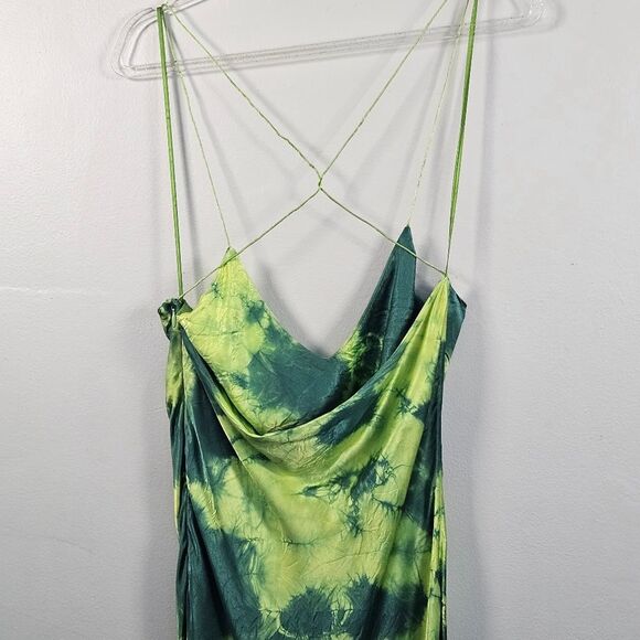 Assembly New York Tie Dye Satin Bias Strap Dress Citrus Size Medium - Picture 6 of 11